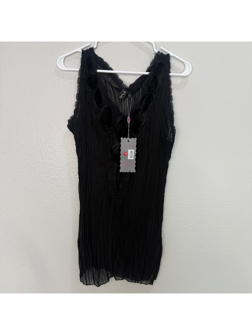 NWT Pretty Angel Black Lace Trim Sleeveless Dress Size L